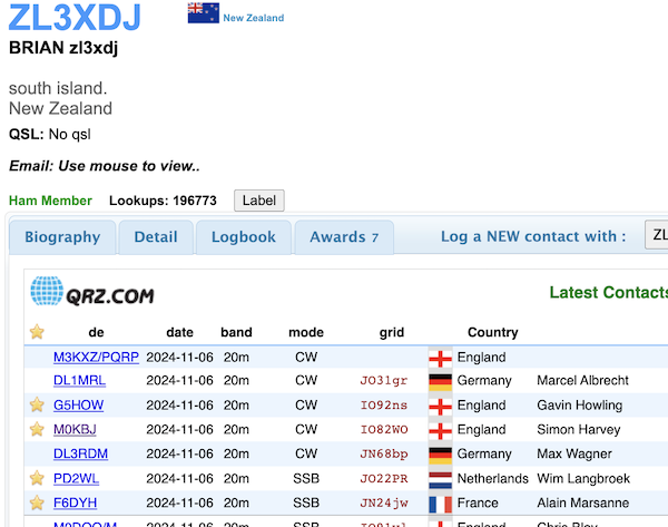 Screenshot of log