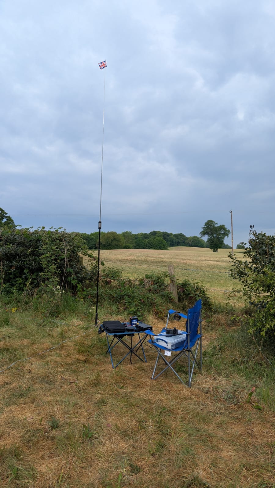 Radio and antenna with fields in the background